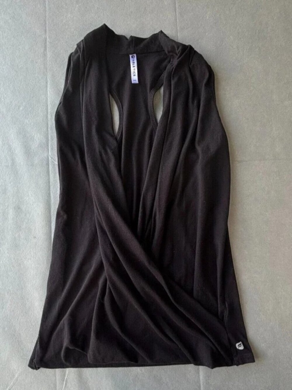 Fabletics Wrap Top Women's XS Black Racer Back Polyester Stretch Sleeveless